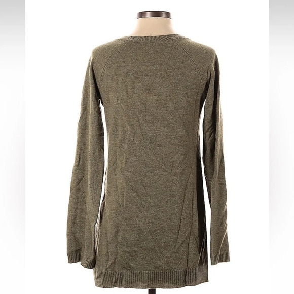 CeCe Heathered Olive Green 100% Cashmere Plunge V-Neck Sweater Size S Small - Picture 2 of 3